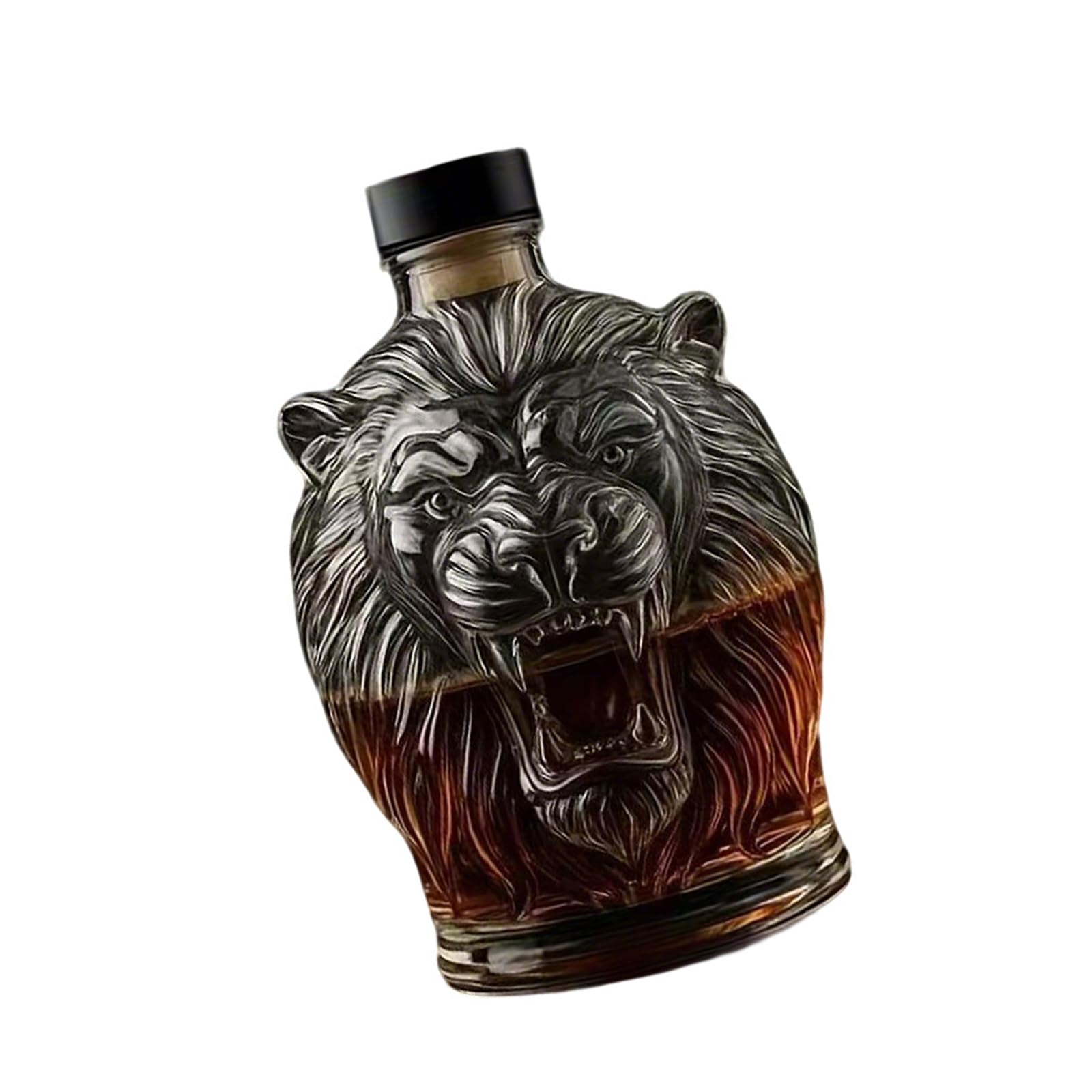 Kalttoy Luxury Clear Lions Themed Decanter Party Drink Dispenser Easy Display Lions Head Whiskeys Pourer