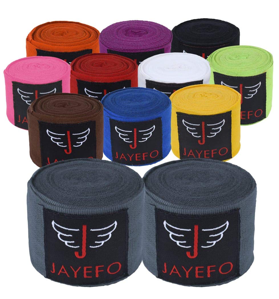 Jayefo Pair Boxing MMA HANDWRAPS 180 INCHES 4.5 Meters Official Muay Thai Kickboxing Fish Wrist Knuckle Professional Men Women- 2 Years Warranty