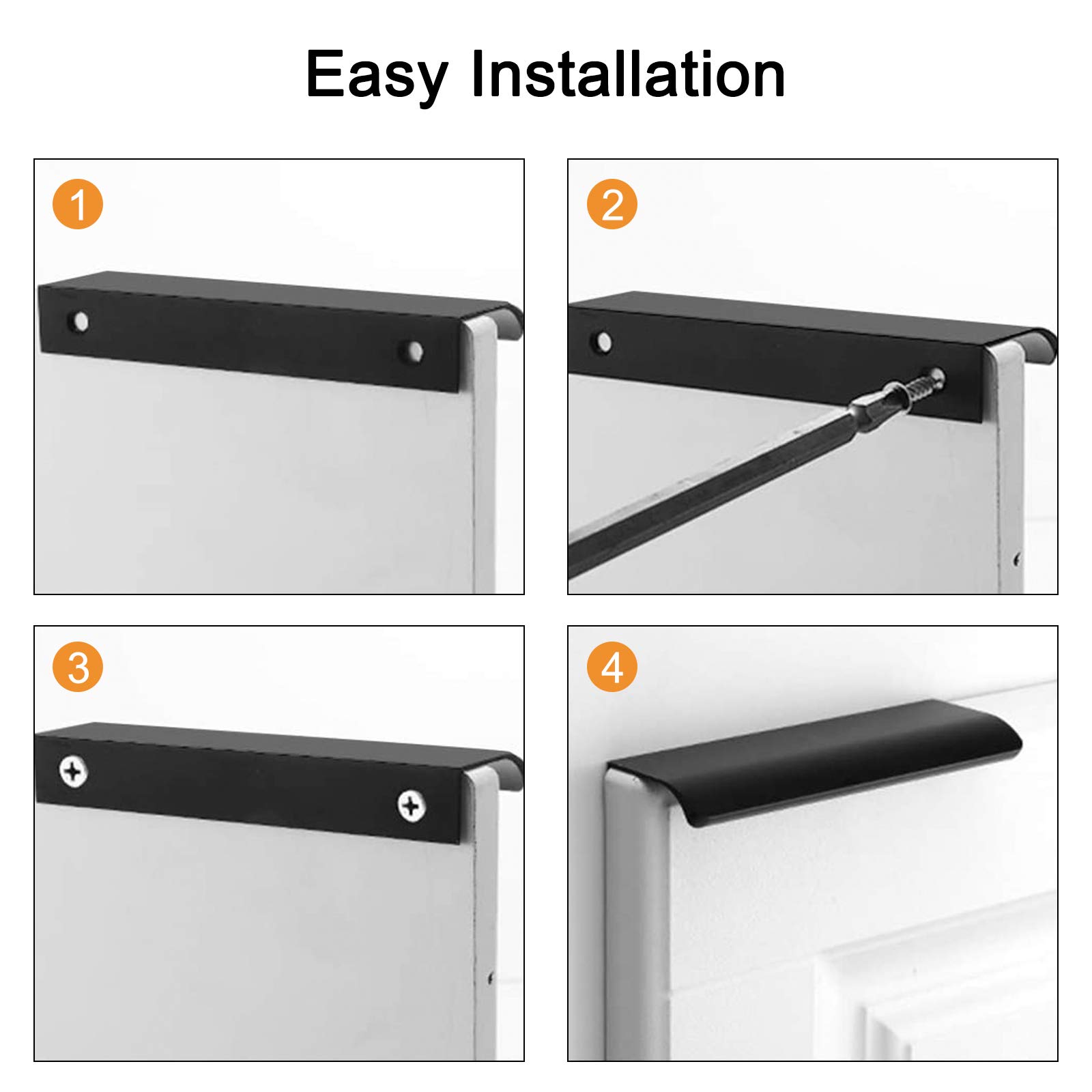 MOROBOR 8 Pack Modern Style Finger Edge Pull Furniture Drawer Handles Hidden Cabinet Kitchen Drawer Handles Knobs, 120mm/Black - Image 3