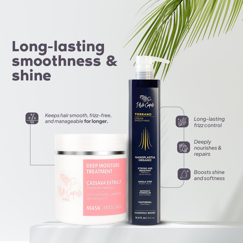 I Belli Capelli Torrano Keratin Kit, Keratin Hair Treatment Straightening in 1 Step (500ml) + Argan Oil Mask (500g)-Nanoplastia Keratina para Alisar el Pelo Sin Formol- Progressiva (2 pack) - Image 2