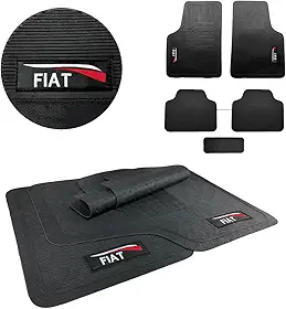 Jogo de Tapete Borracha Automotivo Universal Compativél para Uno Mile Way Argo Palio Fire Attractive Strada Working Trekking Toro Siena Mobi Idea Doblo 5 Peças Bordado Com Logo