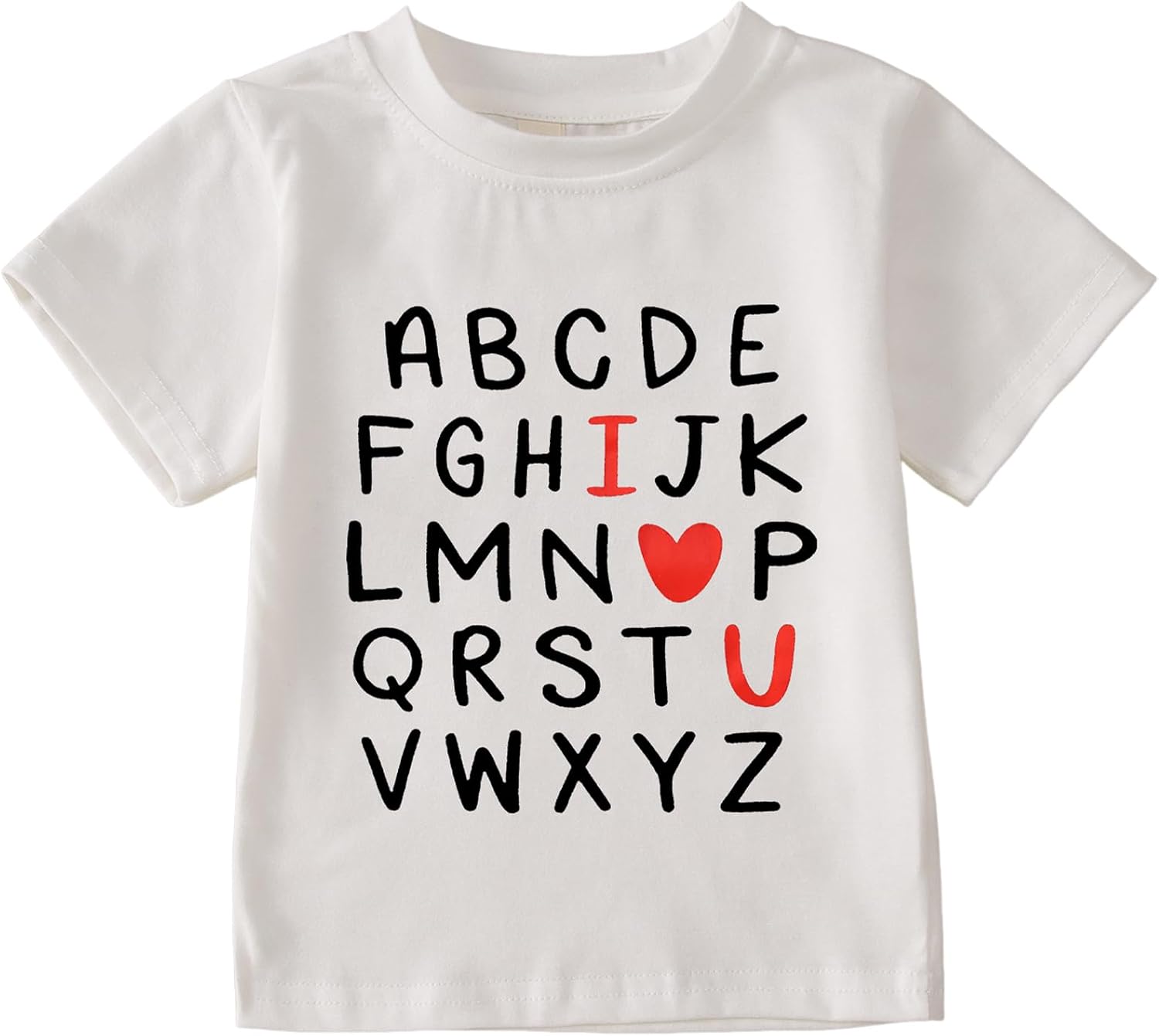 BOUTIKOME Valentines Shirts Toddler Baby Girl Boy Alphabet I Love You T-Shirt Short Sleeve Tee Top Funny Outfit Clothes