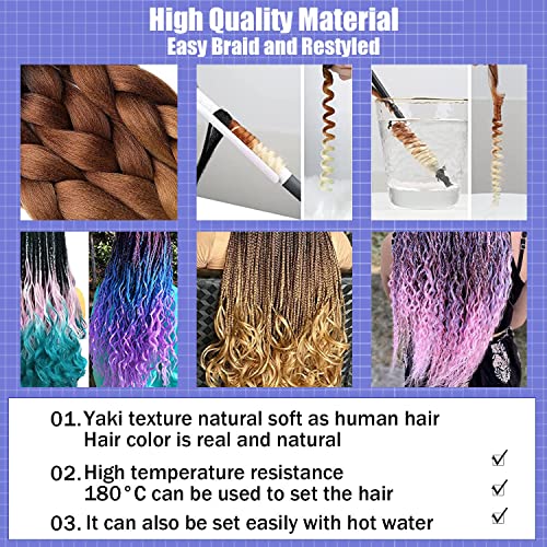 Maysa Ombre Braiding Hair Extensions 3Pack 3 Tone Colorful Jumbo Braiding Hair Extensions Twist Crochet Braids For Women And Girls #Rouge Pink-Sky Blue-Light Green (24Inch/60Cm) #TOP5