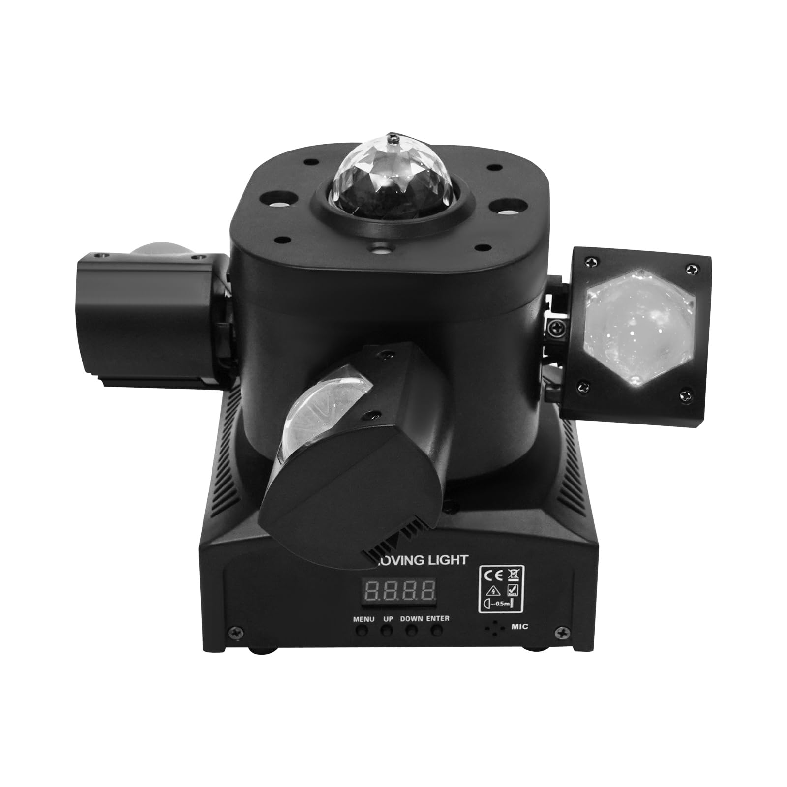 Moving Head LED, Disco Licht Scheinwerfer, RGBW Partylicht LED Strahler | DJ Light mit 4 Lichtarmen, DMX512/Soundaktivierung/Fernbedienung für DJ Bar Geburtstag Disco Hochzeit Partykeller Bühnenlicht