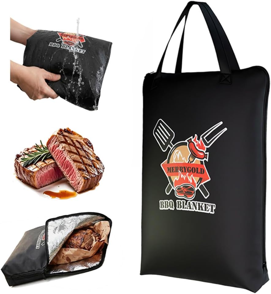 Insulated BBQ Blanket for Resting Meat, 21" Leak-Proof Meat Resting Bag with Wide Mouth for Brisket, Turkey, Pork Shoulder, Lock in the Juices, Smoker Accessories, BBQ Gifts for Men Dad Him