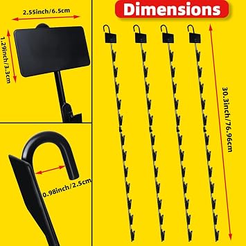 Dafftos Hanging Merchandise Strips with Hooks Chip Display Rack Stands Potato Bag Holder 12 Clips for Retail 32 inches Displaying Black Label Headers Card Snacks Metal 4 Pack