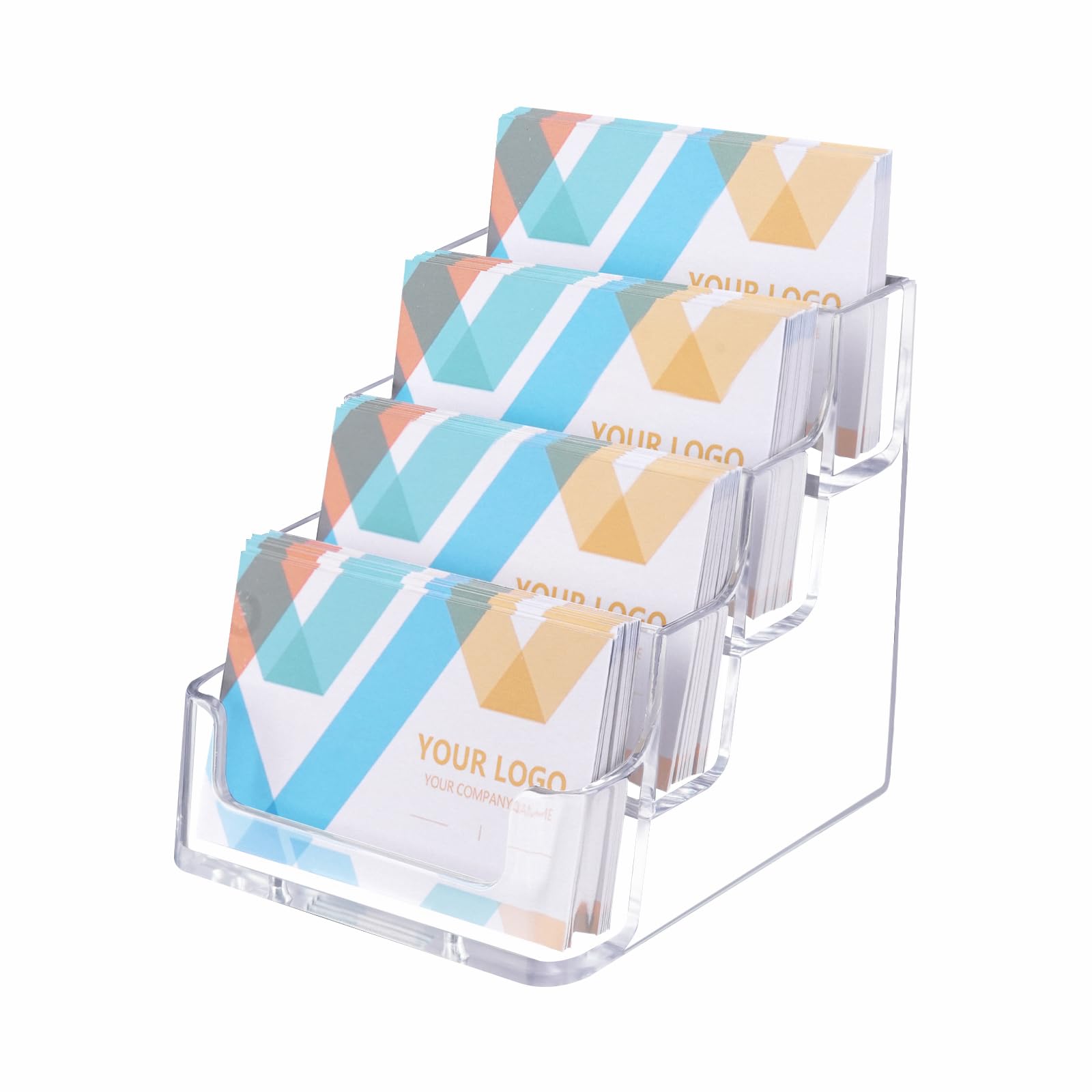 HSYMQ 1 Piece Desktop Clear Bussiness Card Holder Plastic Card Display Stand 4 Tier Acrylic Card Holder for