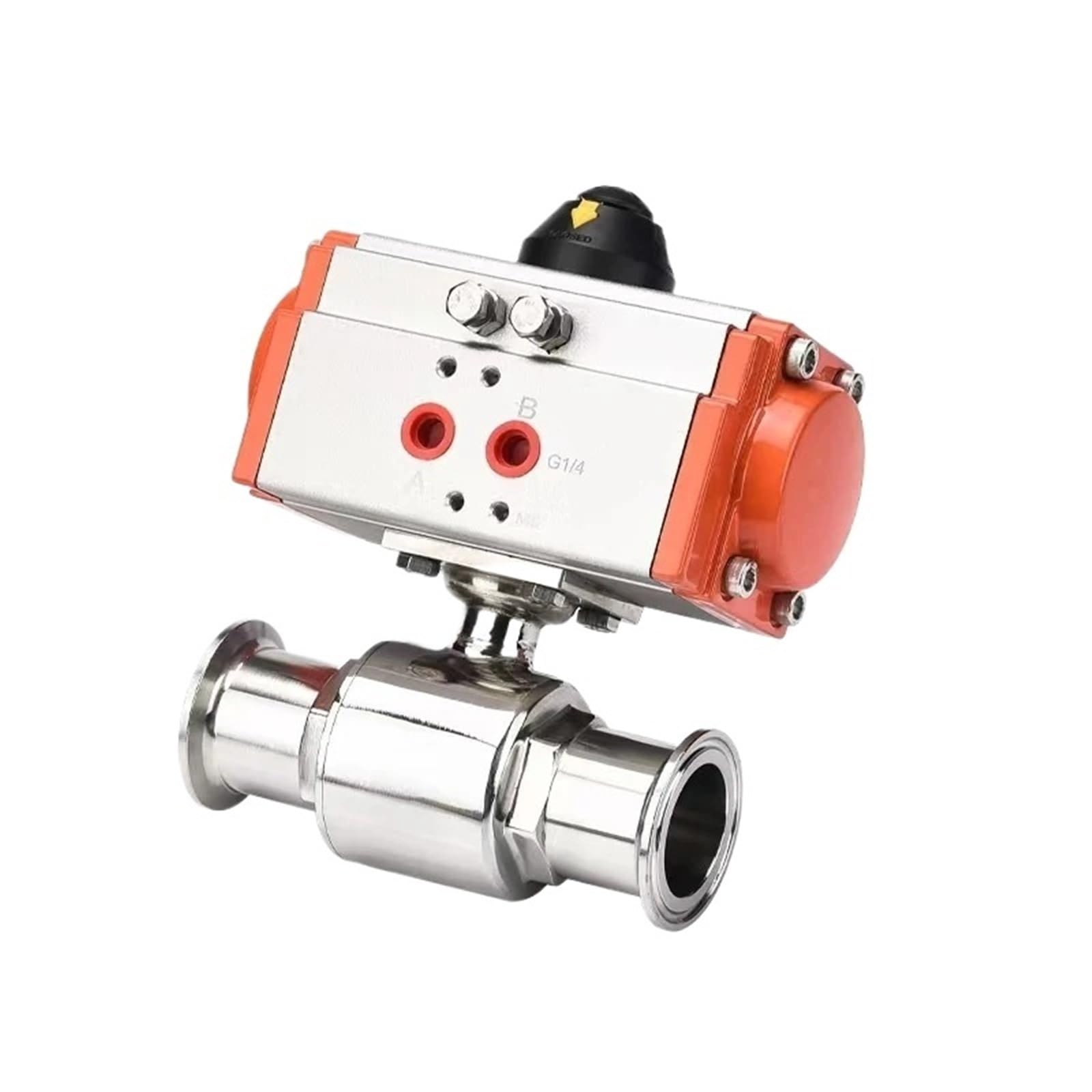 Vanne à boisseau sphérique sanitaire 19mm inox 304 tri-clamp avec vérin pneumatique double effet