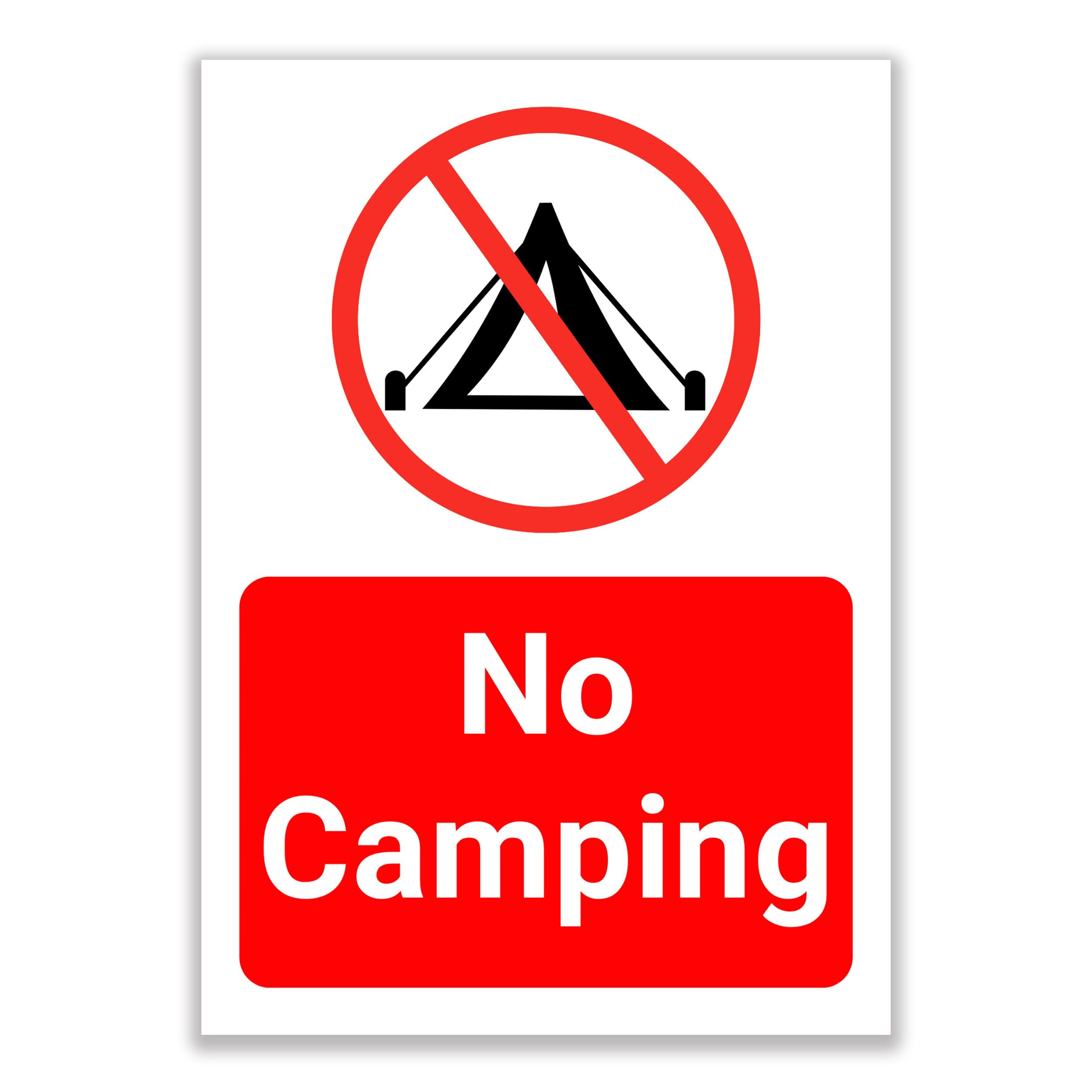LP Lifestyle No Camping Sign – Weatherproof Rust-Free PVC Outdoor Prohibition Sign, Durable Waterproof Plastic Notice for Parks, Private Land & Car Parks No.292 (A4 (210mm x 297mm) – No Holes)