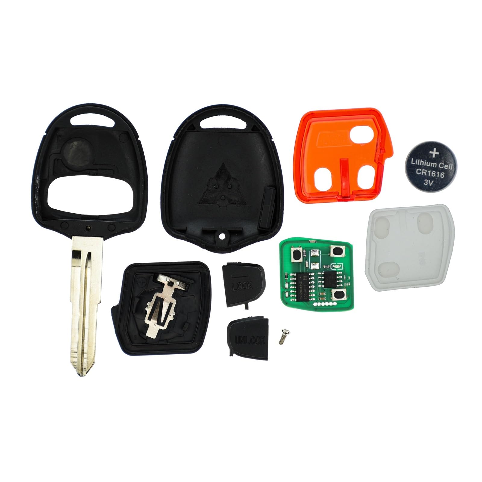 Clé d'allumage sans fil 434 MHz ID46 PCF7936 MIT11R 2 boutons compatible avec Mitsubishi L200 IV ASX i-MiEV Grandis Space Star Outlander II Challenger PB Lancer VIII CY Pajero IV