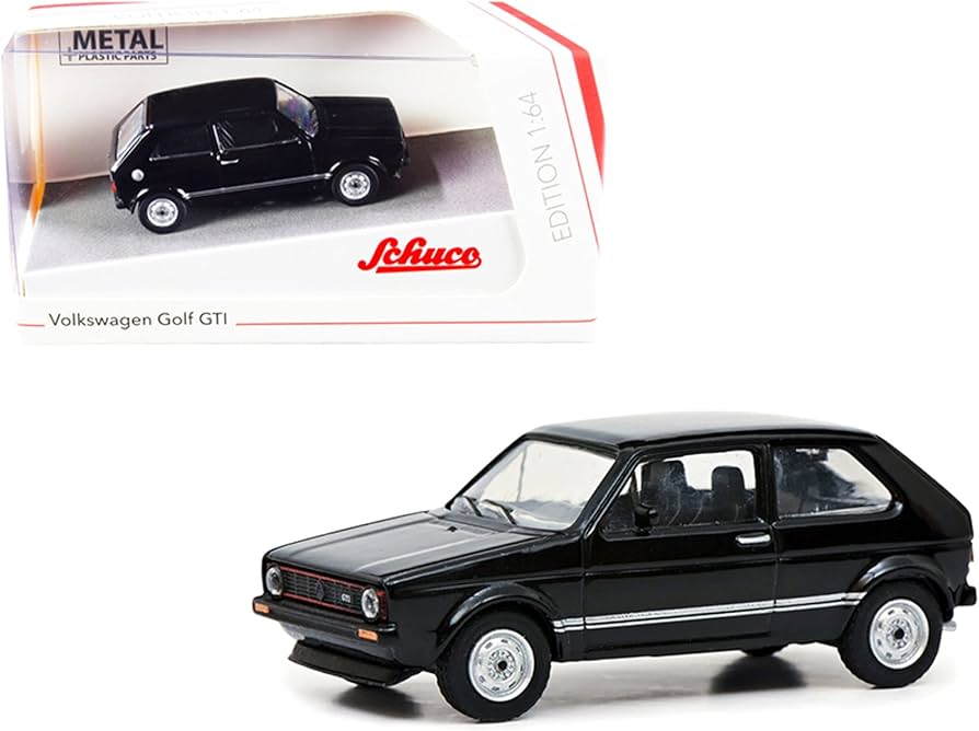 Volkswagen Golf GTI Black with Silver Stripes 1/64 Diecast Model Volkswagen Golf GTI Black with Silver Stripes 1/64 Diecast Model