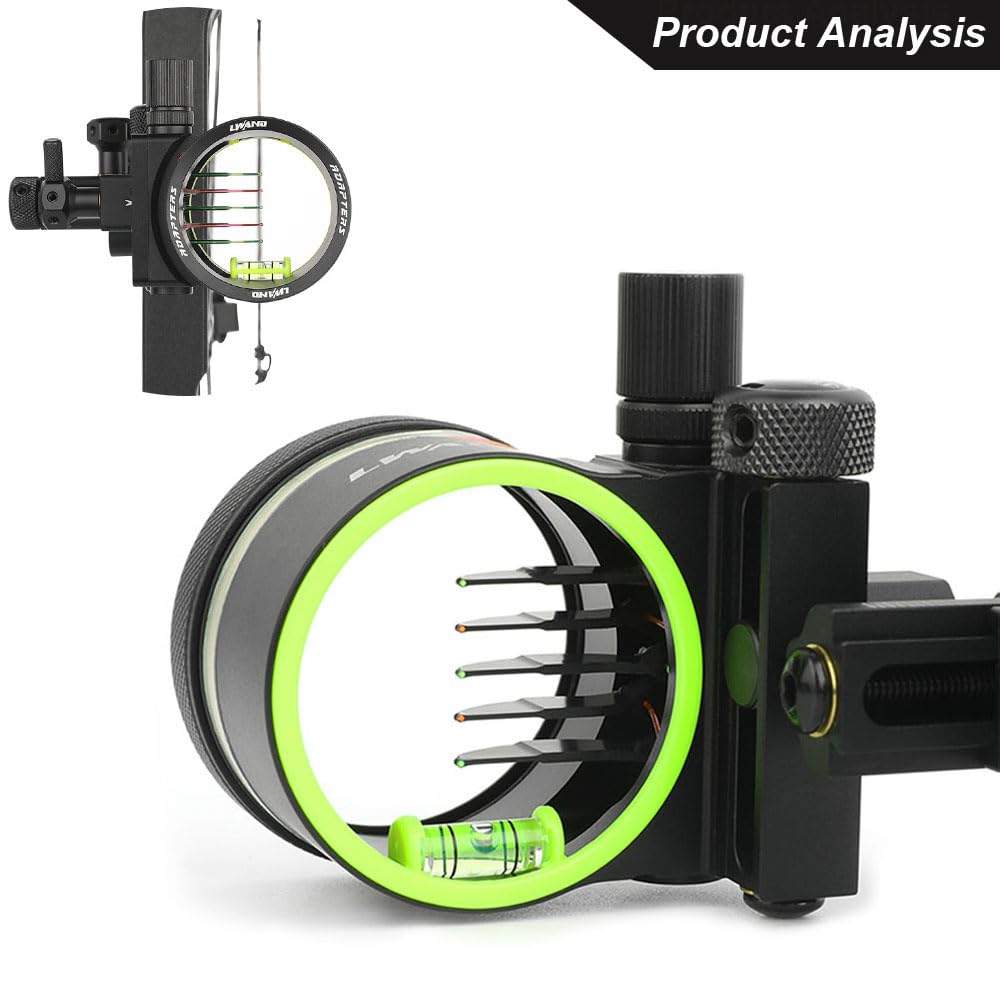 SHARROW Tiro al Arco Visor de Arco Compuesto 5 Pin Bow Sight Miras para Arcos Compuestos Micro Ajustable Aleación de Aluminio Vista con Lente 4X 6X 8X