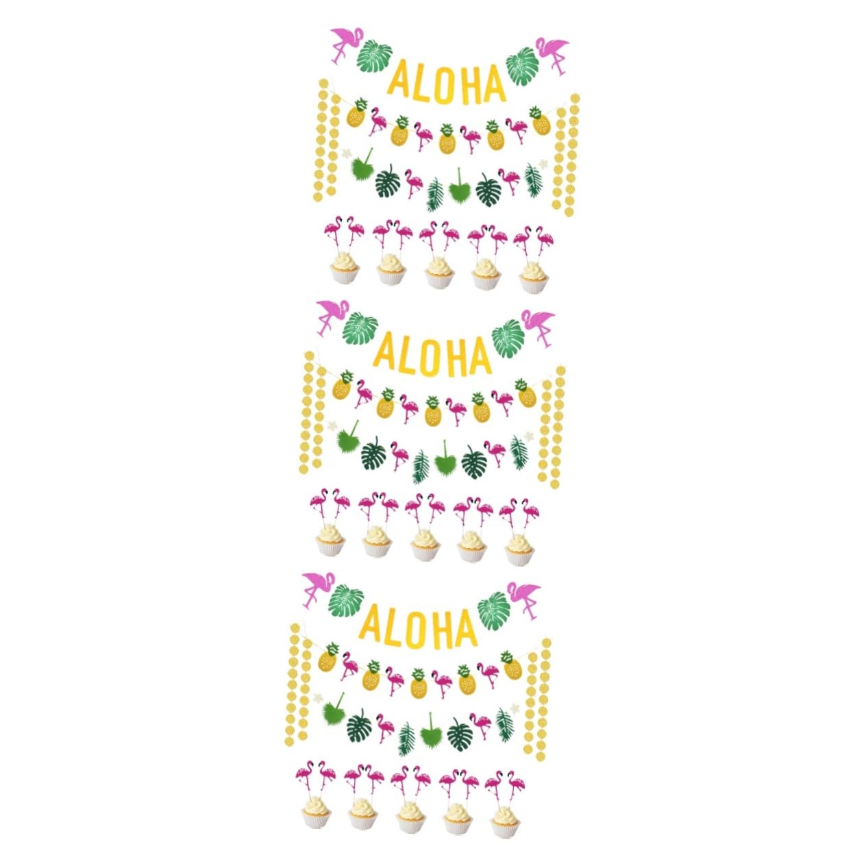 VICASKY 3pezzi Kit Di Decorazioni Per Festa Hawaiana Aloha Ghirlanda Con Banner Aloha Decorazioni Tropicali Con Foglie Di e Ananas Per Feste Estive e Party Tema Luau