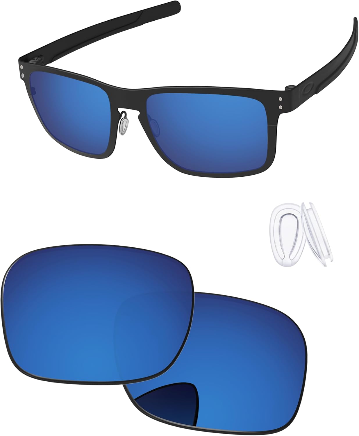 Replacement Lenses & Nose Pieces for Oakley Holbrook Metal OO4123 55mm - Precision Fit, UV Block & Impact Resistant