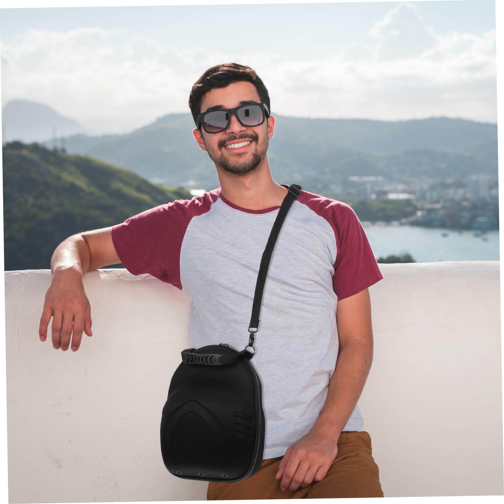 KOMBIUDA Estuche Rígido de Viaje para Gorras de Béisbol, Organizador de Eva con Asa de Transporte y Correa Ajustable Hombro, Negro