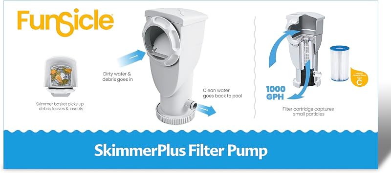 Summer Waves P53FX1000 SkimmerPlus Filter Pump, White