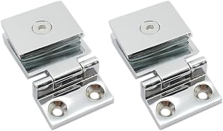 2 Pack Glass Door Hinge, TTZEZE 90 Degree Shower Door Hinges Heavy Duty Glass Door Cupboard Showcase Cabinet Gate Clamp Glass Door Clamps Replacement Parts, Zinc Alloy Brushed Finish for 5-8mm Glass