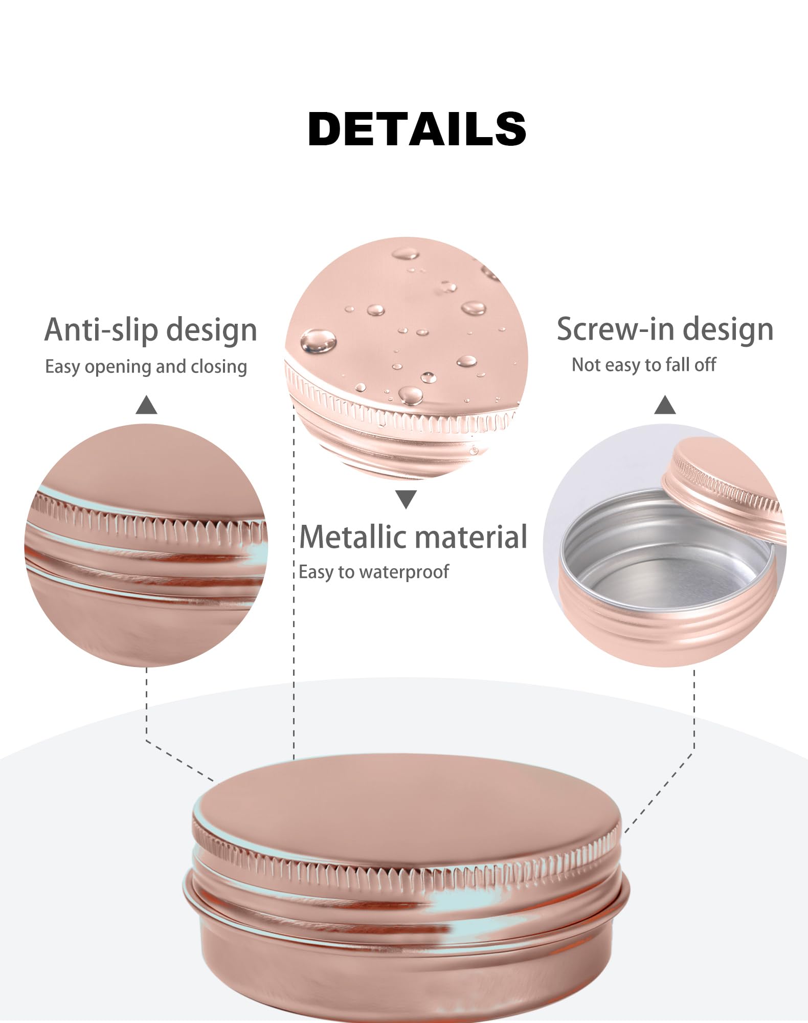 LJY 28 Pcs Boîte Aluminium Ronde Rose Gold 30ml (1 fl oz), Pot Bougie Vide avec Couvercle à Vis, Contenant Cosmétique Étanche pour Crème et Voyage, Disque en Mousse