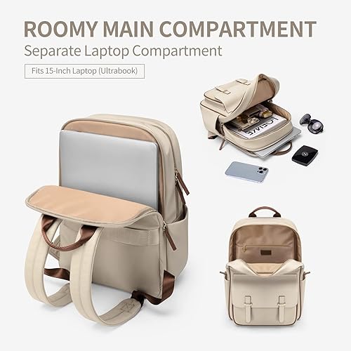 Miniatura 2 de GOLF SUPAGS Mochila de viaje para laptop para mujer, mochila universitaria, mochila casual, para cuadernos de 1415 pulgadas, Albaricoque, Mochilas