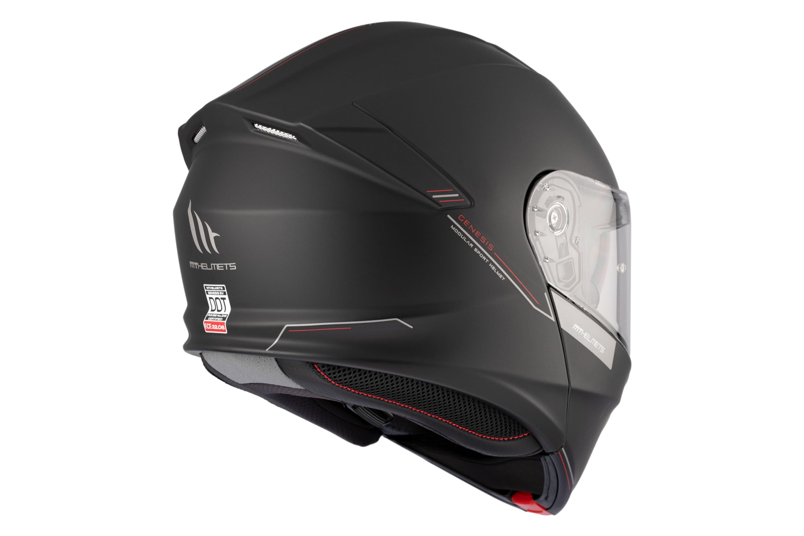 MT Helmets Genesis SV – Casco Moto Modular con Visor Solar Retráctil, Calota HIRP, Pantalla Antivaho y Preparado para Intercomunicador | Homologado ECE 22.06 & DOT