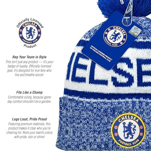 Icon Sports Gorro pompom oficialmente licenciado World Clubs - Chapéu de inverno de malha macia prem