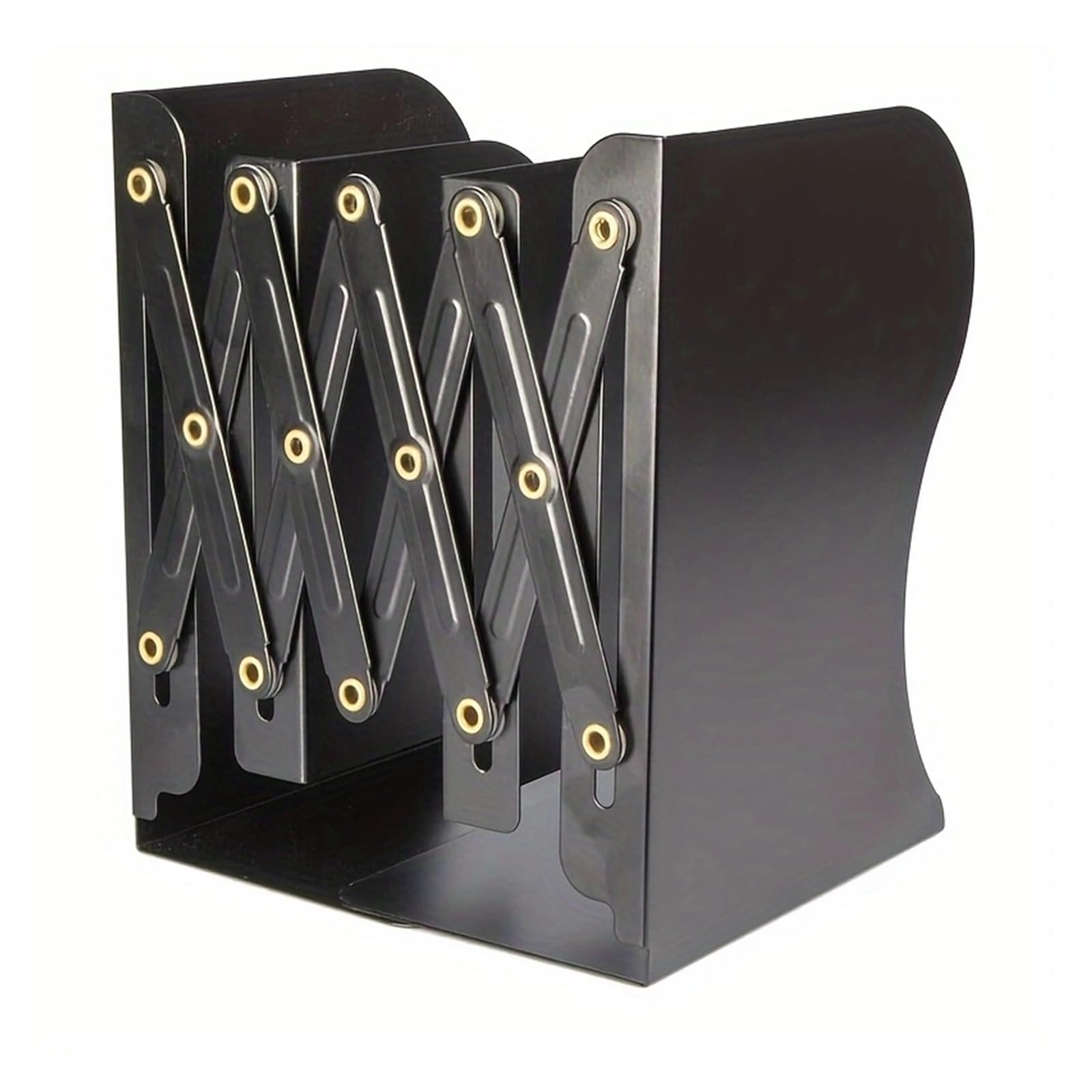 Bookends Adjustable Desktop Bookends Book Stand Bookend Iron Art Non Slip Rack Shelf Holder Stationery Office Accessories(BLACK)
