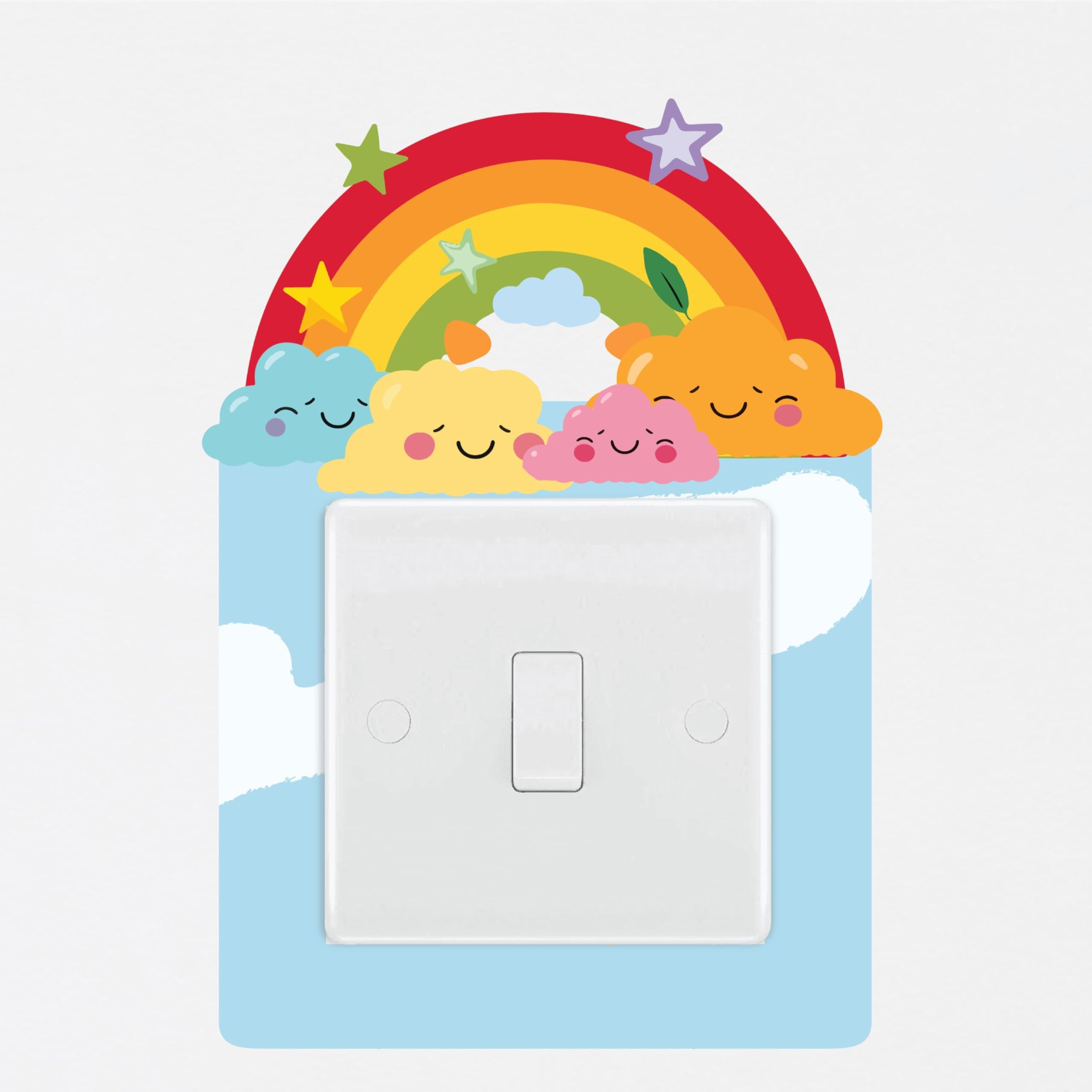 My Pixel Print Boys White Rainbows And Clouds Light Switch Surround Sticker Cute Nursery Childrens Decal Wall Art Sticker Vinyl Kids Girl Bedroom Room Decor