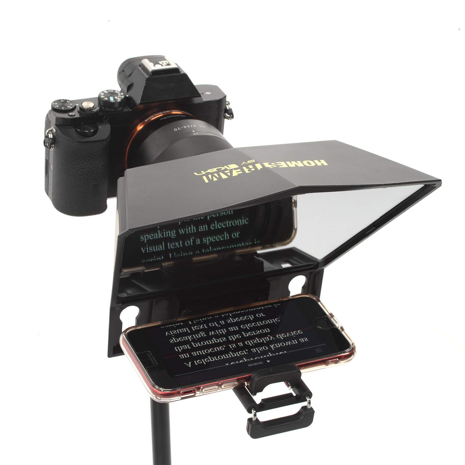 HomeStream Smartphone Teleprompter for DSLR, Mirrorless Cameras, Smartphones w/Bluetooth Remote