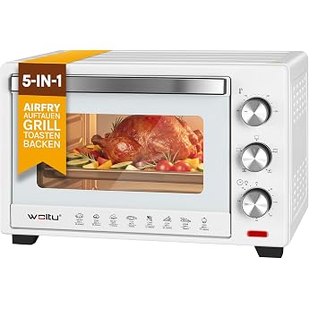 WOLTU Mini Oven with Convection Air 28 L, Pizza Oven, 100-230 &deg;C, Timer 0 | 1600 W, 3 heating modes, including baking tray, g