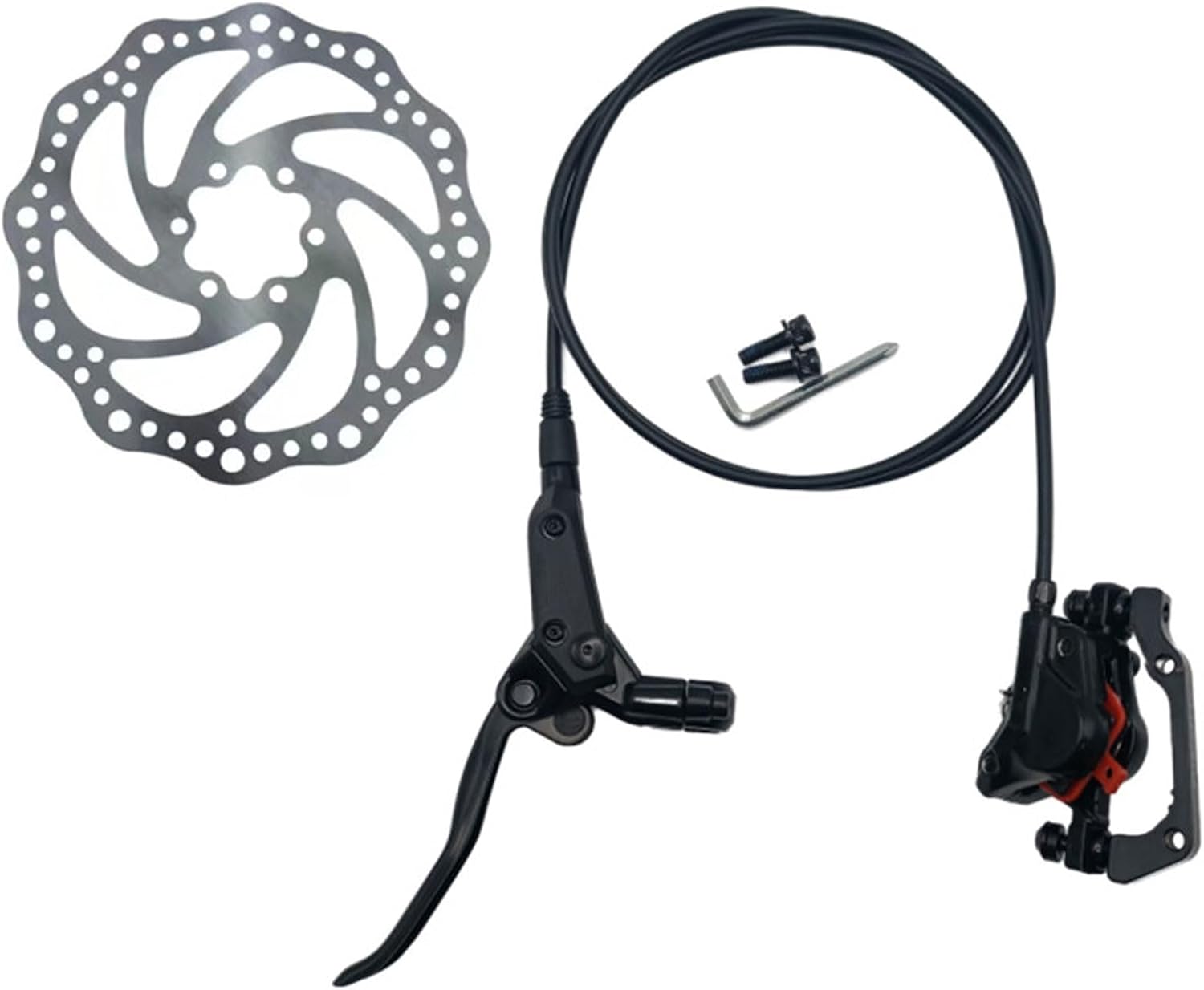 1pc Mountain Bike Hydraulic Disc Brake Set - Dual Piston Rear Brake with 1400mm Hose - Aluminum Alloy Oil Brake for MTB(Type B)