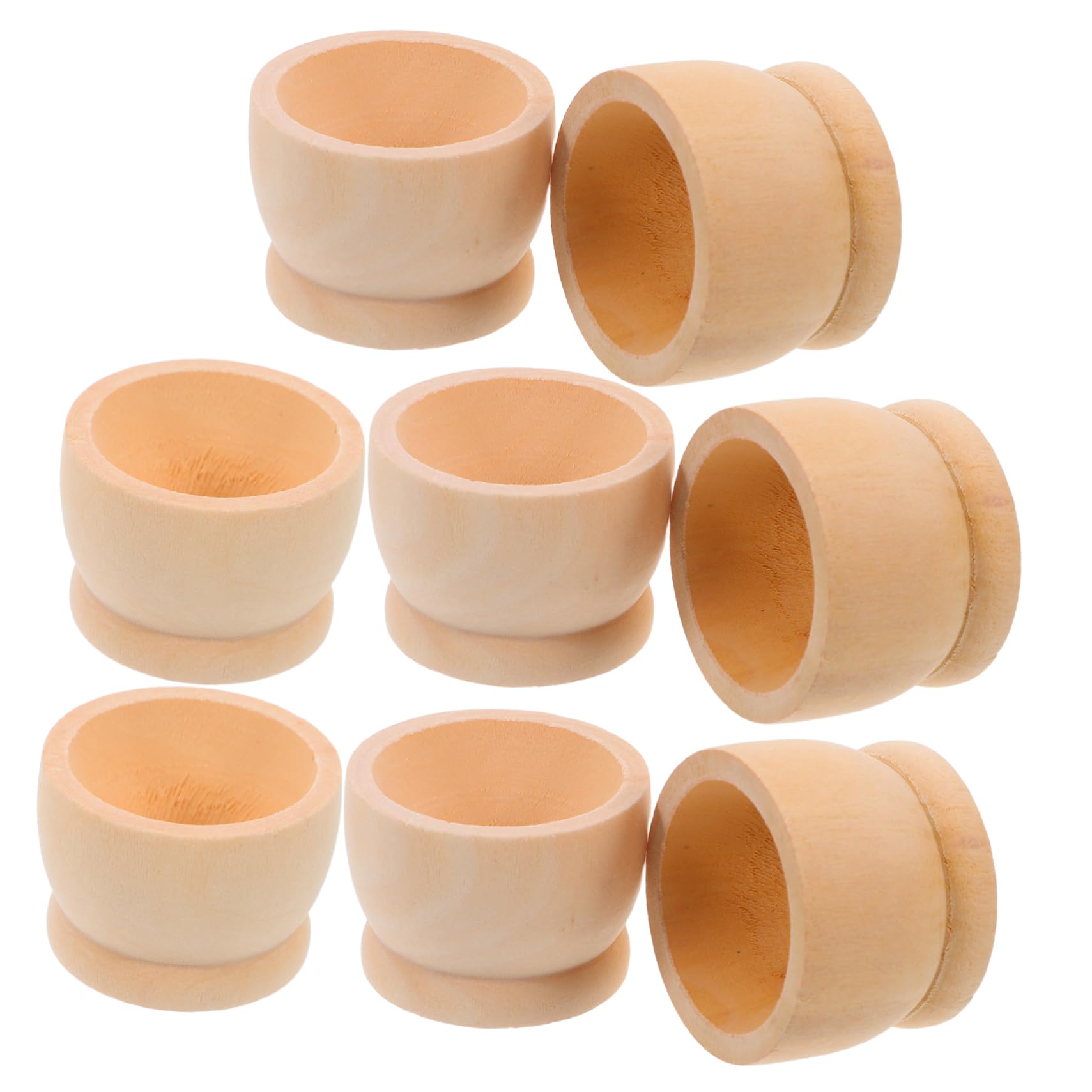 Hemoton Egg Holder Wooden Unique Wine Glass Shape 8pcs Egg Stand Holder for Kitchen Display