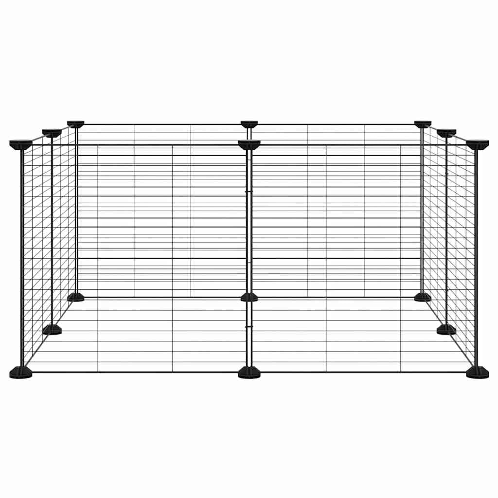 8-Panel Haustierkäfig Schwarz 70x70x35 cm Stahl