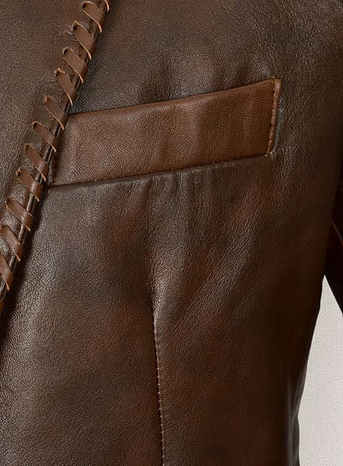 Generic Men's Leather Blazer Real Lambskin Leather Blazer Quilted Black/Brown Gift for Him, Baige3