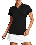 Women's V Neck Golf Polo Shirts UPF 50+ Short Sleeve Tennis Shirt Collared Workout Tops Quick Dry