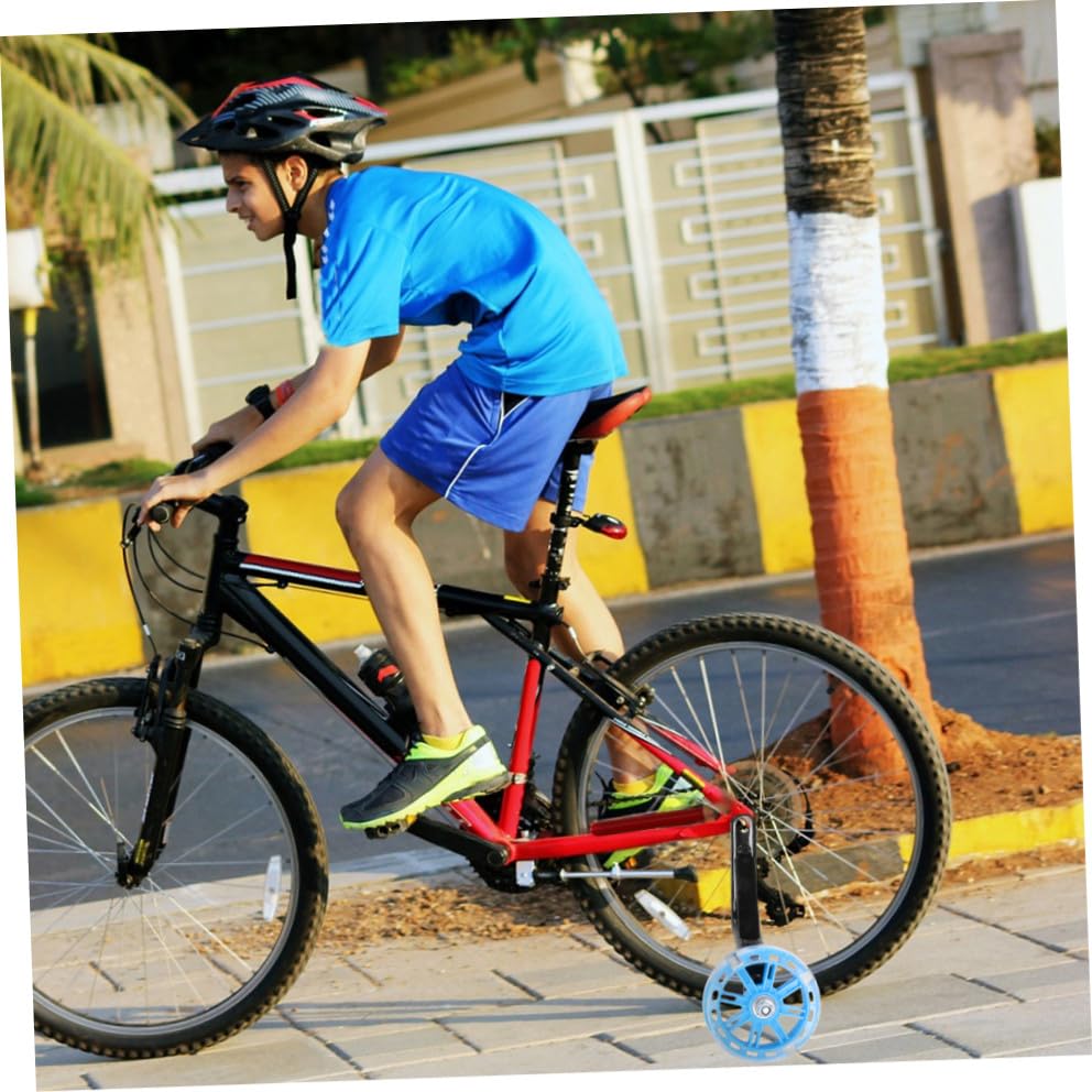 Ruedas de Entrenamiento para Bicicleta Abaodam con Luz Intermitente, Silenciosas y Ajustables, Soporte de Equilibrio Azul de 18 pulgadas miniatura 3