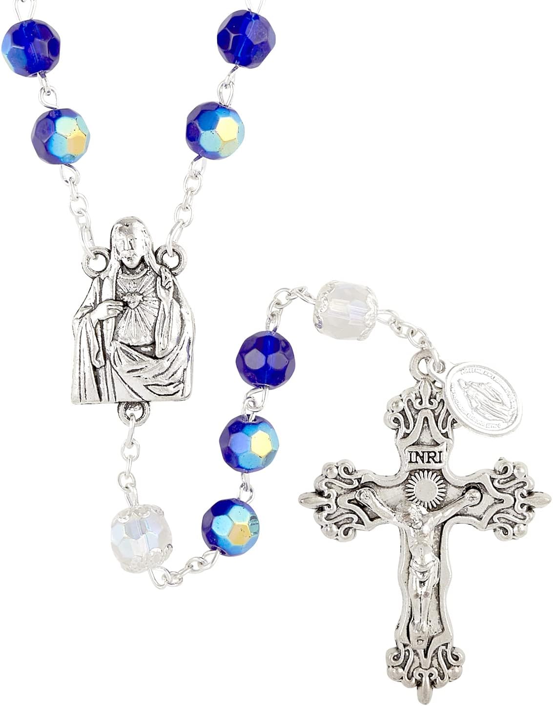 Autom Creed-Paola Carola Collection-Reversible Centerpiece Rosary, Inch, 22" L, 2" Crucifix, Immaculate Heart of Mary