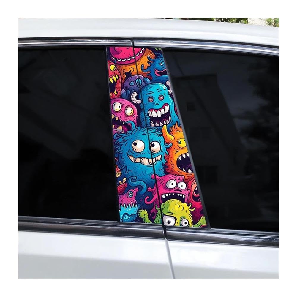 Body Parts 2pcs Car Center Pillar Stickers Quirky DIY Car Door Pillar Decorative Stickers(I)