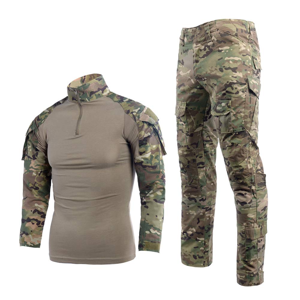 YUSHOW Tenuta Airsoft Camicia Paintball Pantaloni Militari Manica Lunga 1/4 Zip Camouflage Uniform Caccia Arrampicata BDU, CP., S