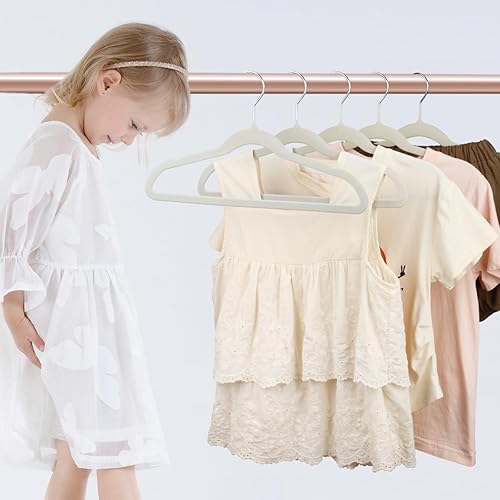 Miniatura 6 de Perchas de terciopelo para niños de 14 pulgadas, paquete de 32 perchas antideslizantes de fieltro para niños, perchas de ropa resistentes que