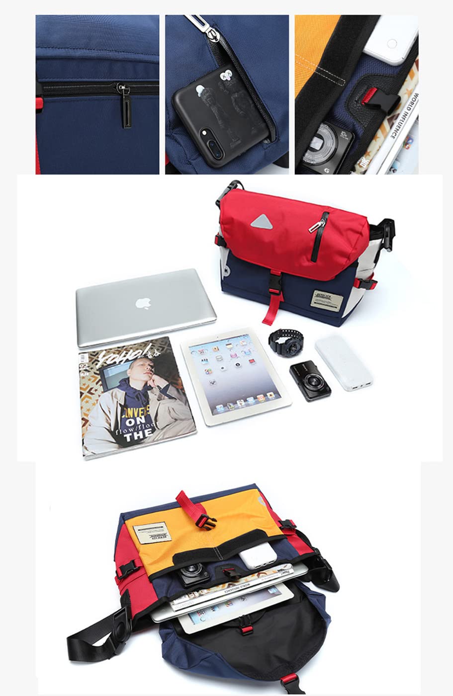 Borsa messenger classica, resistente, impermeabile, piccola borsa messenger per computer portatile, per uomo e donna, borsa a tracolla per bici con messaggio