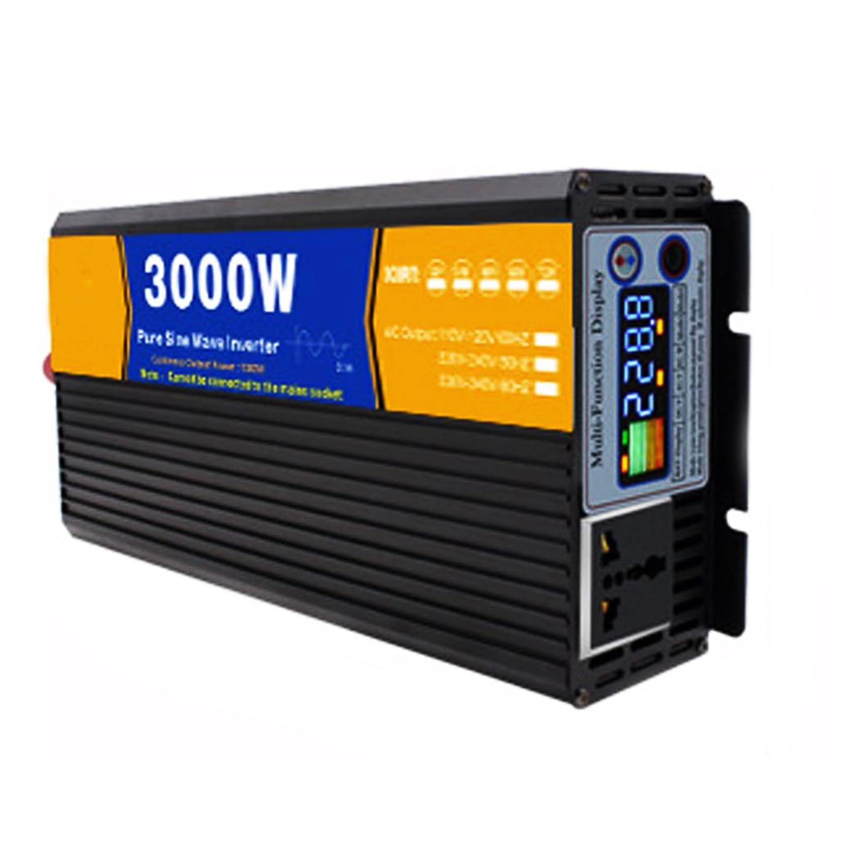 Inversor de Onda Senoidal Pura 3000W Cargador DC 12V DC a AC 110V/220V Inversor de Baja Frecuencia de Energía Solar para Camión, Hogar (60HZ)