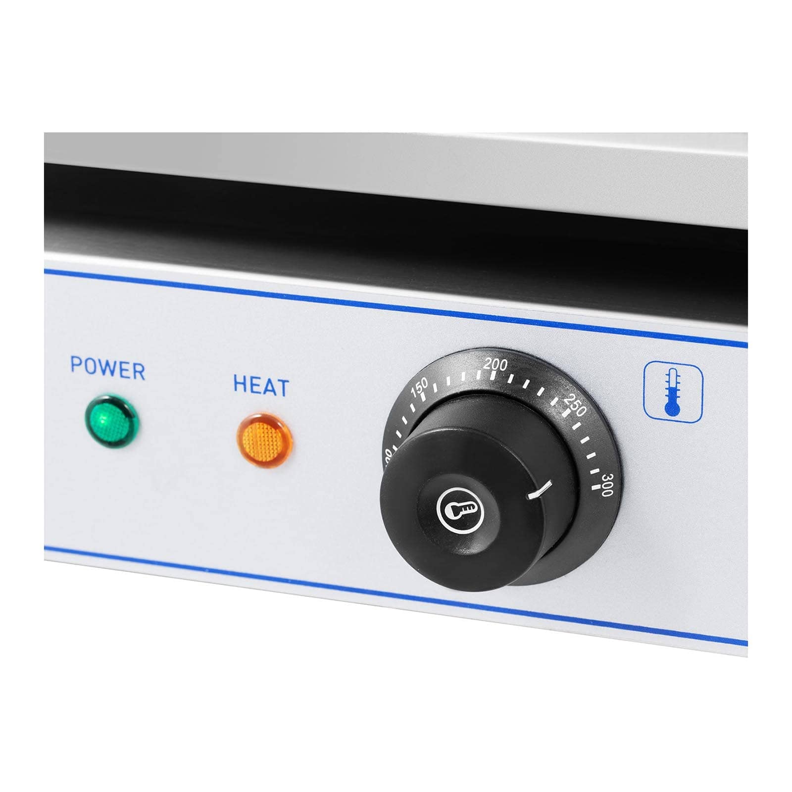 Royal Catering Gastro Grillplatte elektrisch 3000 W 50-300 °C 550 x 350 mm Edelstahl/Stahl glatte Grillfläche Griddleplatte Bratplatte Tischgrill Elektro-Grillplatte