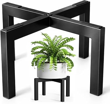 pickpiff Plant Stand Indoor Outdoor Flower Holder Riser Low Profile 150lbs Heavy Duty For Pots 512 Black, Metal