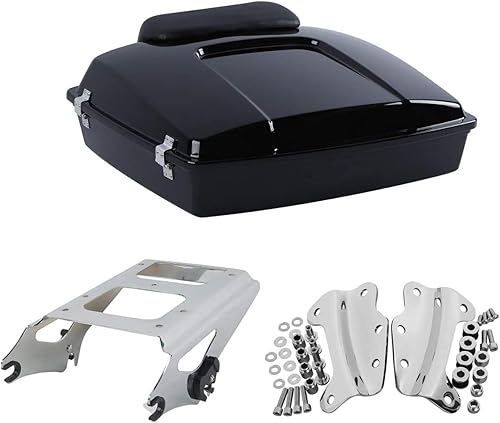 XMT-MOTO - Kit de equipaje con almohadilla de respaldo pequeña para Harley Davidson Touring modelos 2009-2013, con kit de montaje Chrome Tour Pack