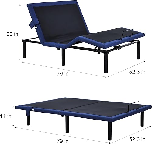 Miniatura 2 de Fromann Base de cama ajustable tamaño matrimonial, base de cama ajustable con control remoto inalámbrico y puertos USB, gravedad cero, masaje,