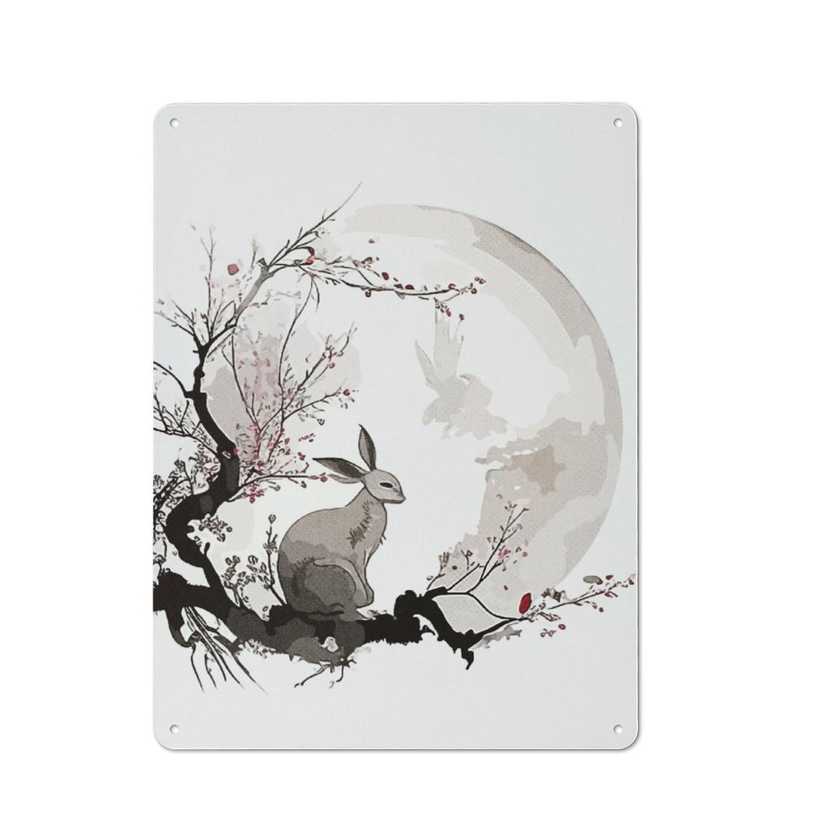 Junmoney Minimalist Rabbit Retro Tin Wall Plaque 40X30cm Featuring For Garage Wall, For Vintage Wall Decor Fans, For Themed Room Decoration