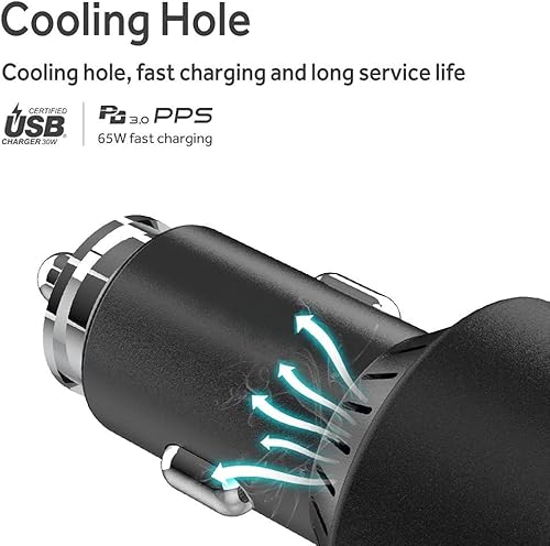 Miniatura 3 de BoxWave - Cargador de coche compatible con Samsung Galaxy Tab A7 Lite - Paquete de cargador de coche PD (65W), adaptador de cable de entrega de