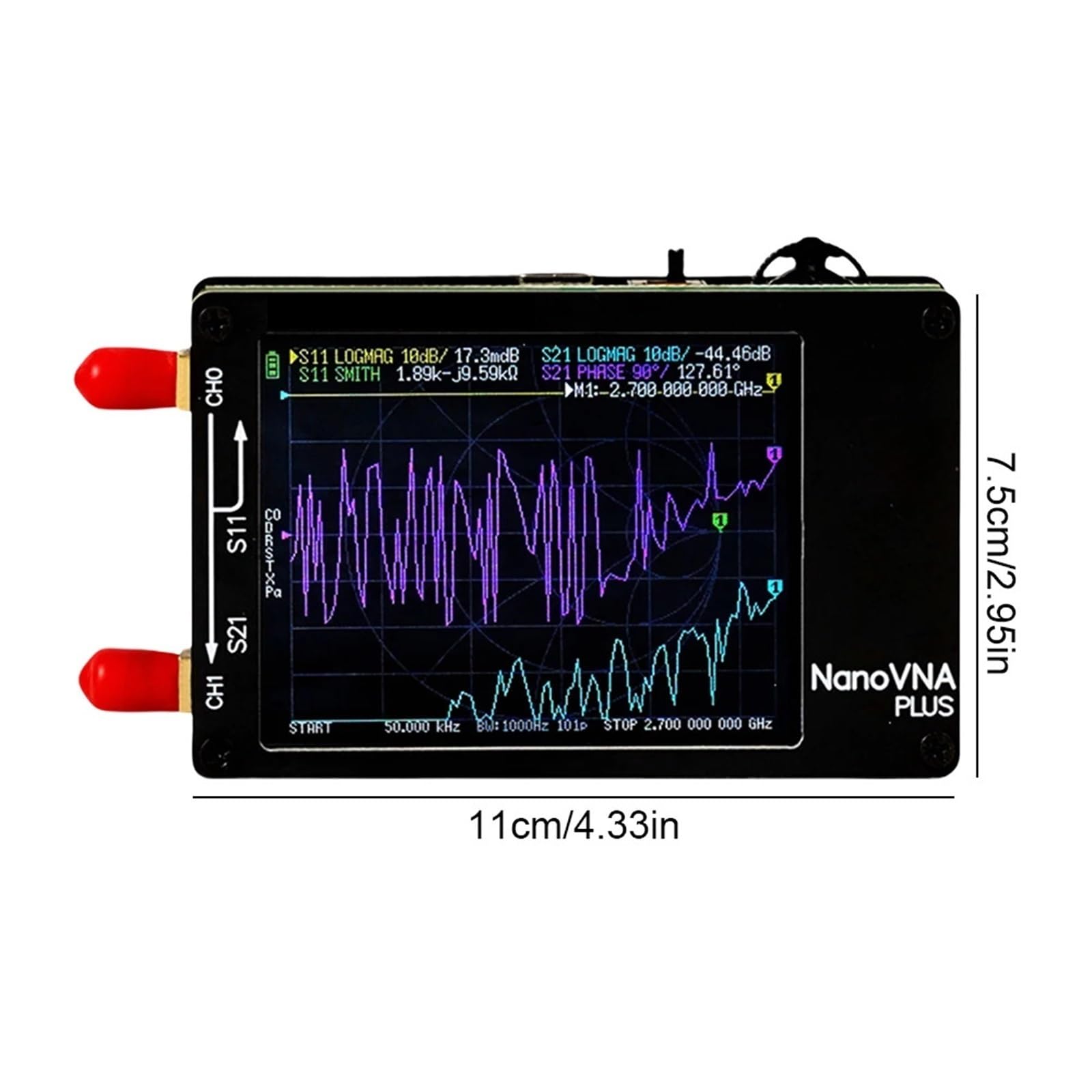 Analizzatore di rete, Analizzatore di spettro MF VHF UHF 50Khz-2.7Ghz Strumento misurazione a riflessione a rete test 'antenna,per la diagnostica dei cavi di rete