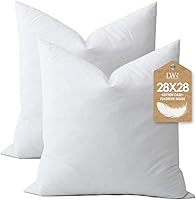 Vista 9 de DWR Juego de 2 rellenos de almohada de plumas de 12 x 12 pulgadas con funda de algodón orgánico, rellenos de almohada decorativos cuadrados blancos