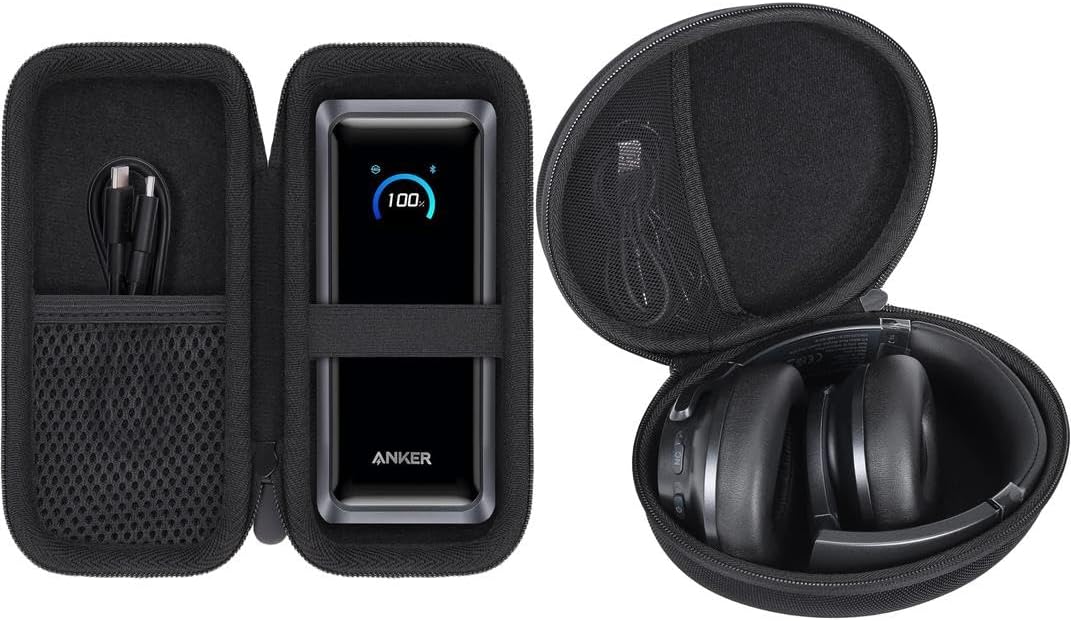 Khanka Case for Anker Prime Power Bank, 26,250Mah+Anker Soundcore Life Q20+ / Q20 Hybrid Active Noise Cancelling Headphones, Case Only